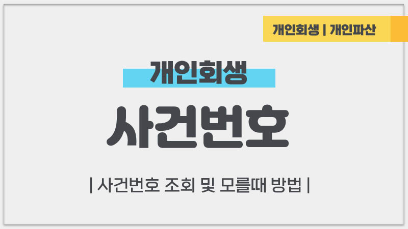 개인회생 나의사건번호 모를때 검색